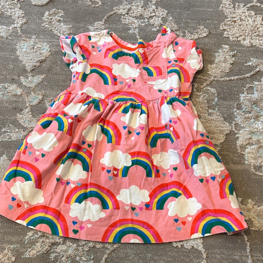 Mini Boden Pink Dress with Colorful Rainbows